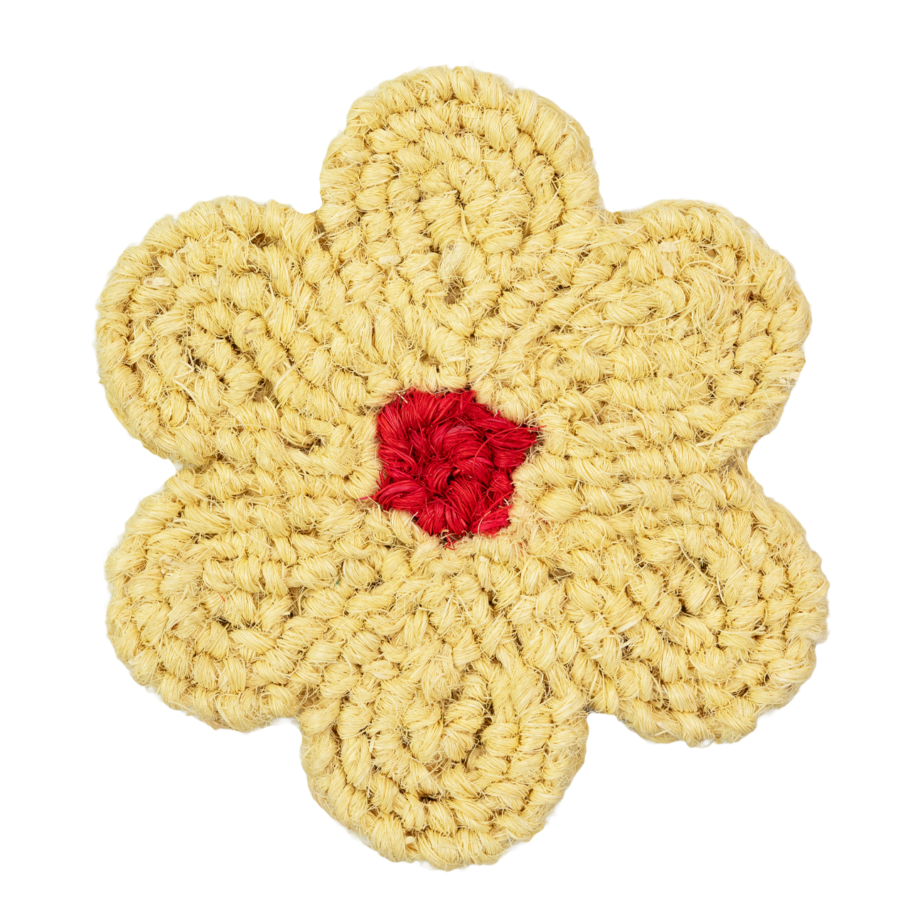 Nachhaltiger Untersetzer aus Kokos mit Blumen-Motiv, handgefertigt und fair gehandelt