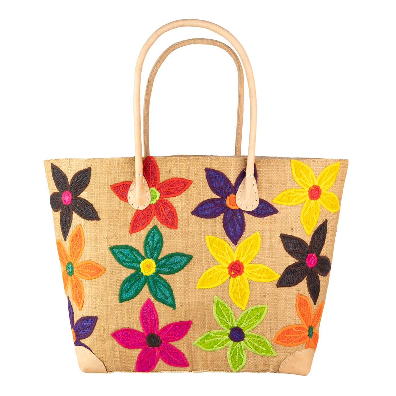 Einkaufstasche bunte Blüten mittel