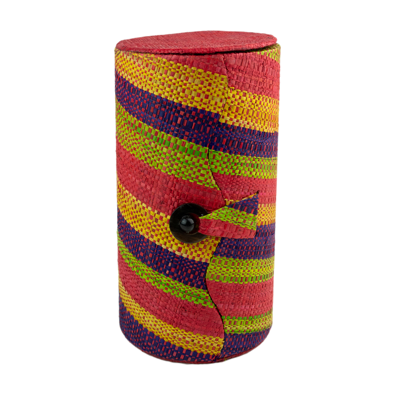 Schmuckschatulle aus buntem Raffia-Gras – Handgeflochtene Aufbewahrungsbox. Bunte Schatulle aus Naturfasern, ideal zur stilvollen Aufbewahrung von Schmuck oder kleinen Schätzen.