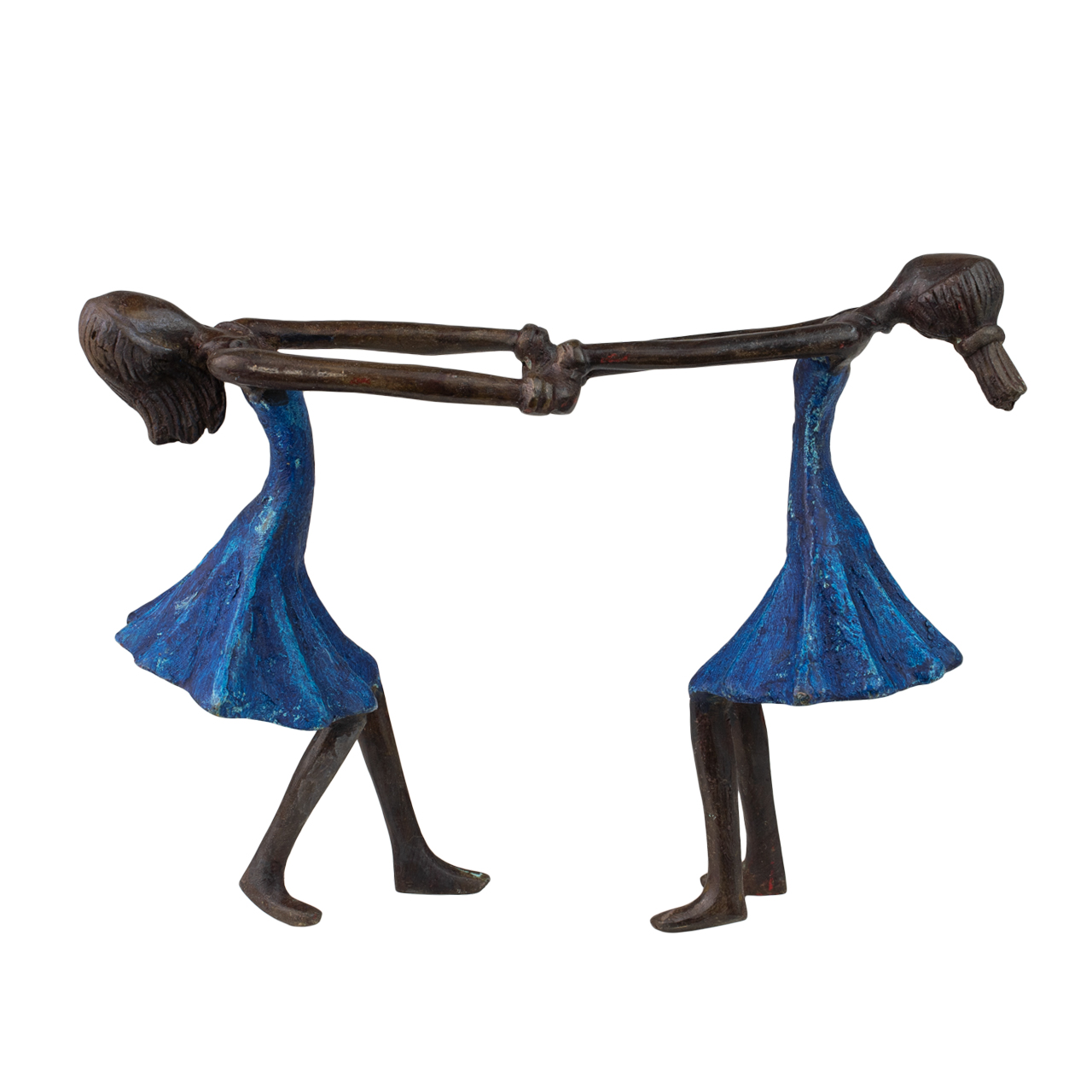 Bronzefigur zweier tanzender Mädchen als afrikanische Skulptur.