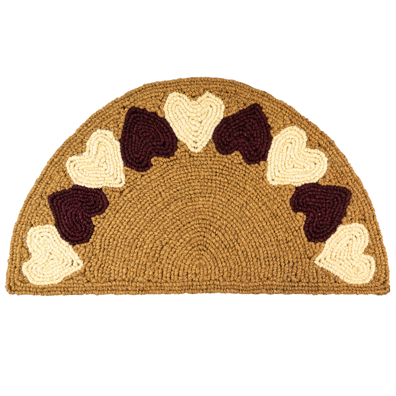 Nachhaltige Fußmatte aus Kokos mit Herzen-Motiv, handgefertigt und fair gehandelt