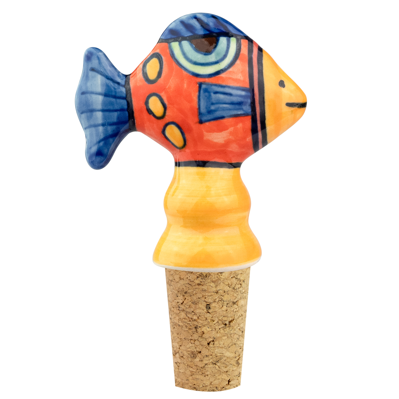 Flaschenkorken aus Keramik mit Fischmotiv.