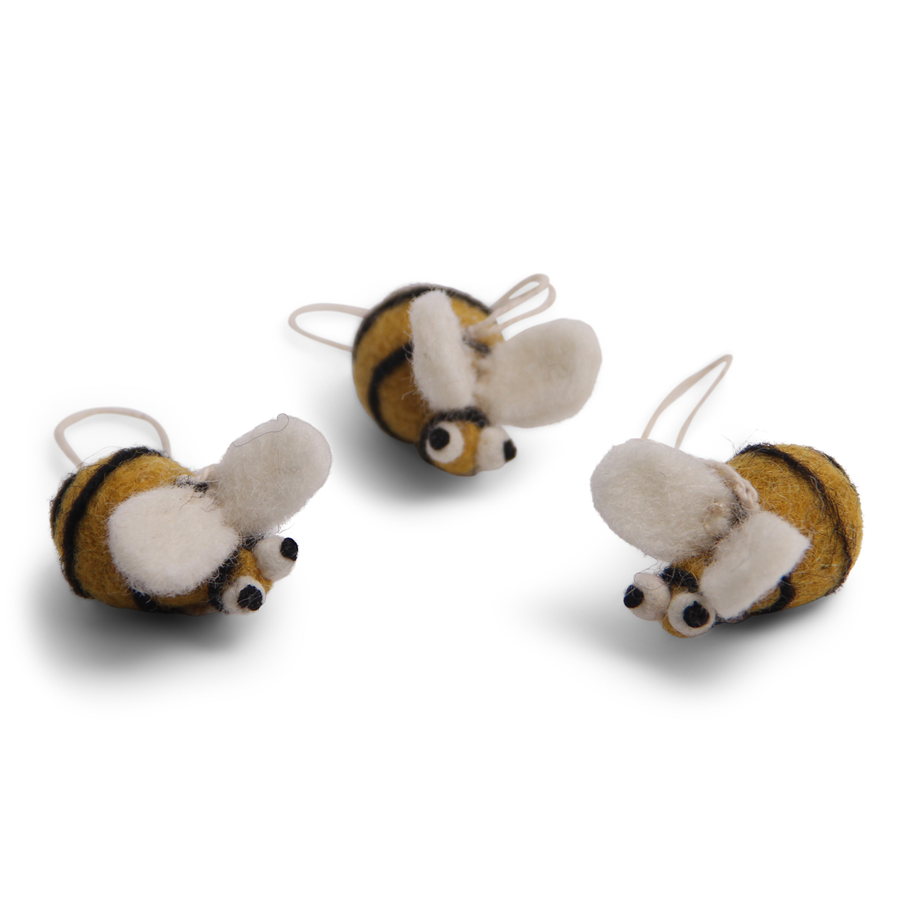 Filzanhänger Biene von Gry & Sif – Handgefertigte Deko aus Fair-Trade-Wollfilz. Liebevoll designter Anhänger in Bienenform, ideal für Frühlingsdeko oder als Geschenk.