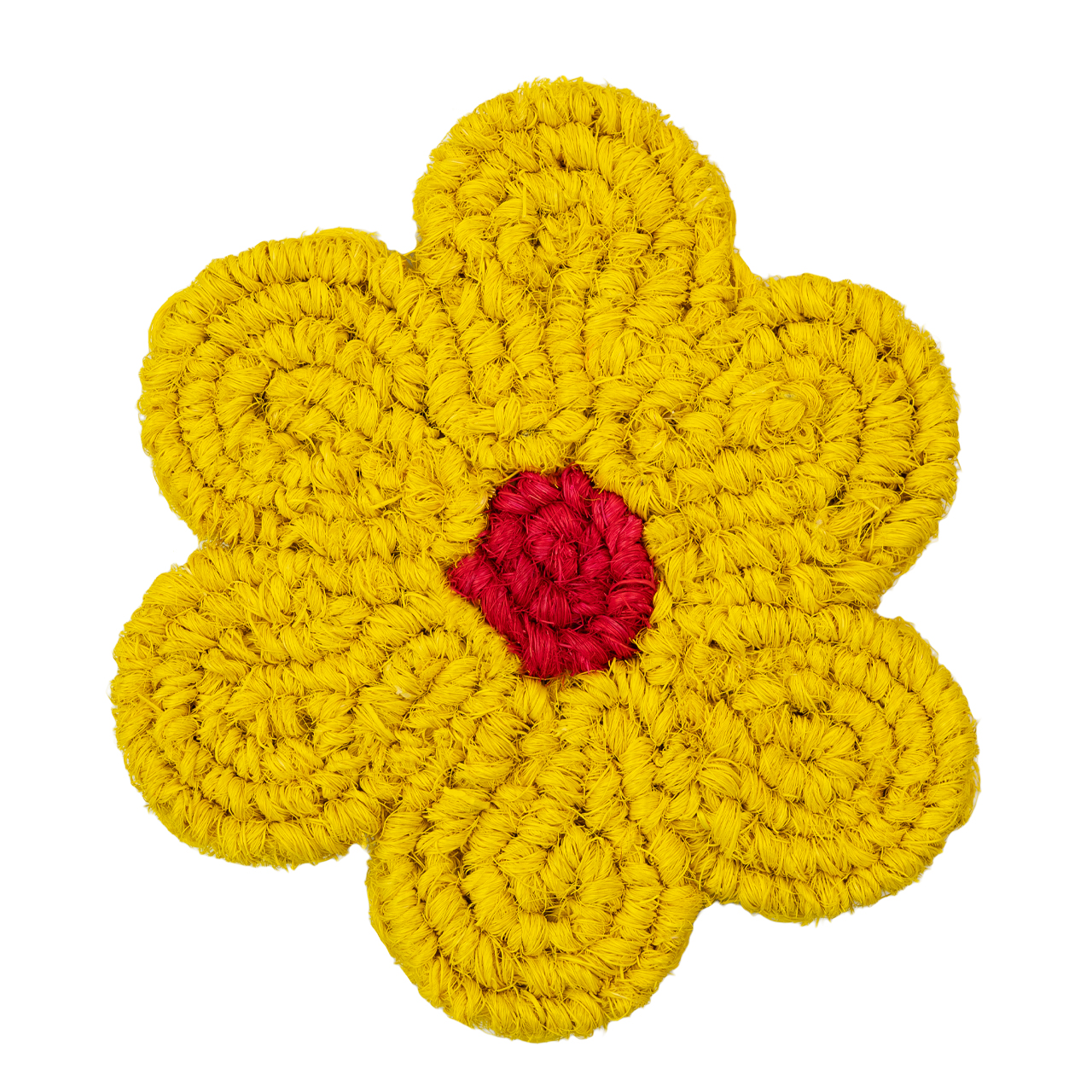 Nachhaltiger Untersetzer aus Kokos mit Blumen-Motiv, handgefertigt und fair gehandelt