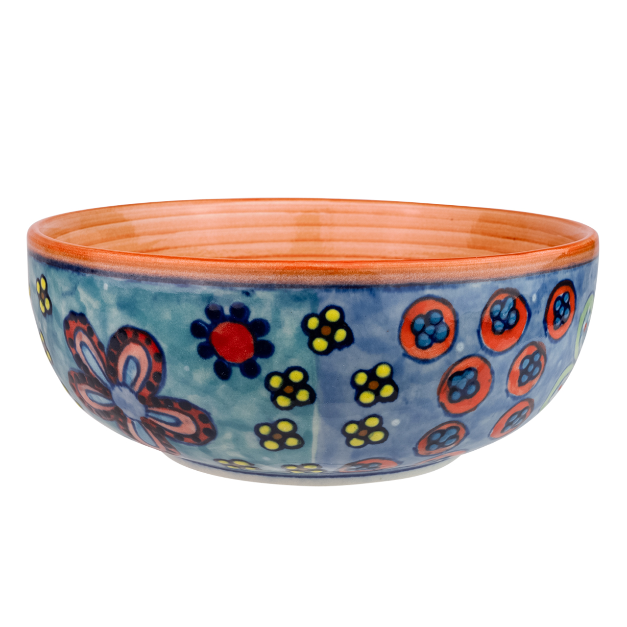 Schüssel mit Blumenmotiv aus Keramik, handbemalt.