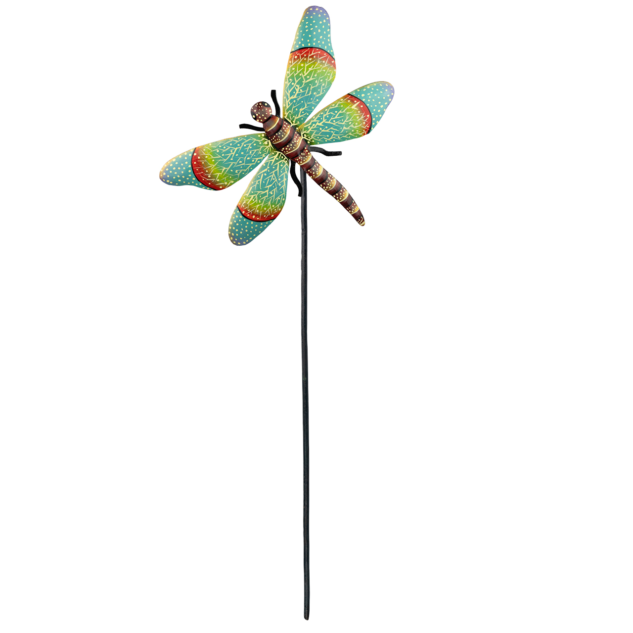Gartenstecker Libelle aus Metall – Filigran gearbeitete Libellenfigur als wetterfeste Gartendeko. Ideal für Beet, Blumentopf oder Balkon.