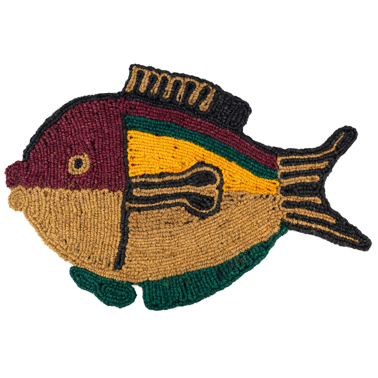 Fußmatte aus Kokos in bunter Fischform für Haustür, Flur oder Eingangsbereich.