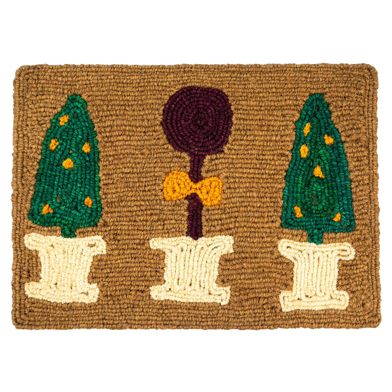 Nachhaltige Fußmatte aus Kokos mit Pflanzen-Motiv, handgefertigt und fair gehandelt