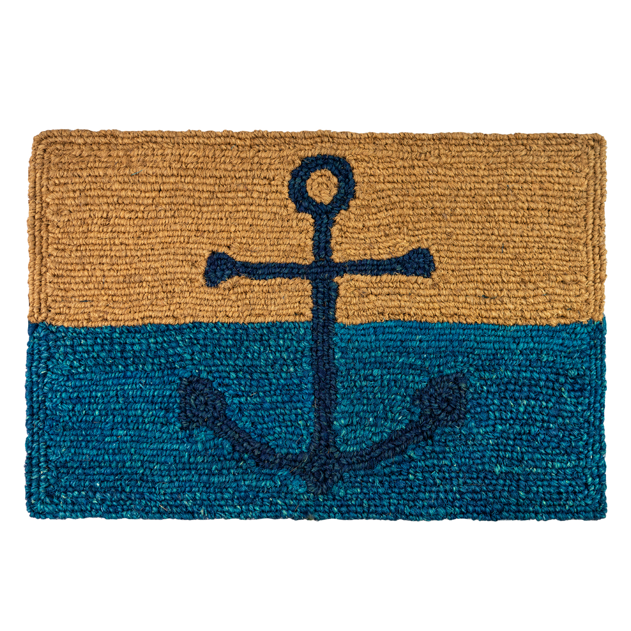 Fußmatte aus Kokosfaser mit Anker-Motiv – Rechteckige Türmatte mit maritimem Design. Robuste Naturfaser für Innen- und Außenbereiche, ideal für den Eingangsbereich.