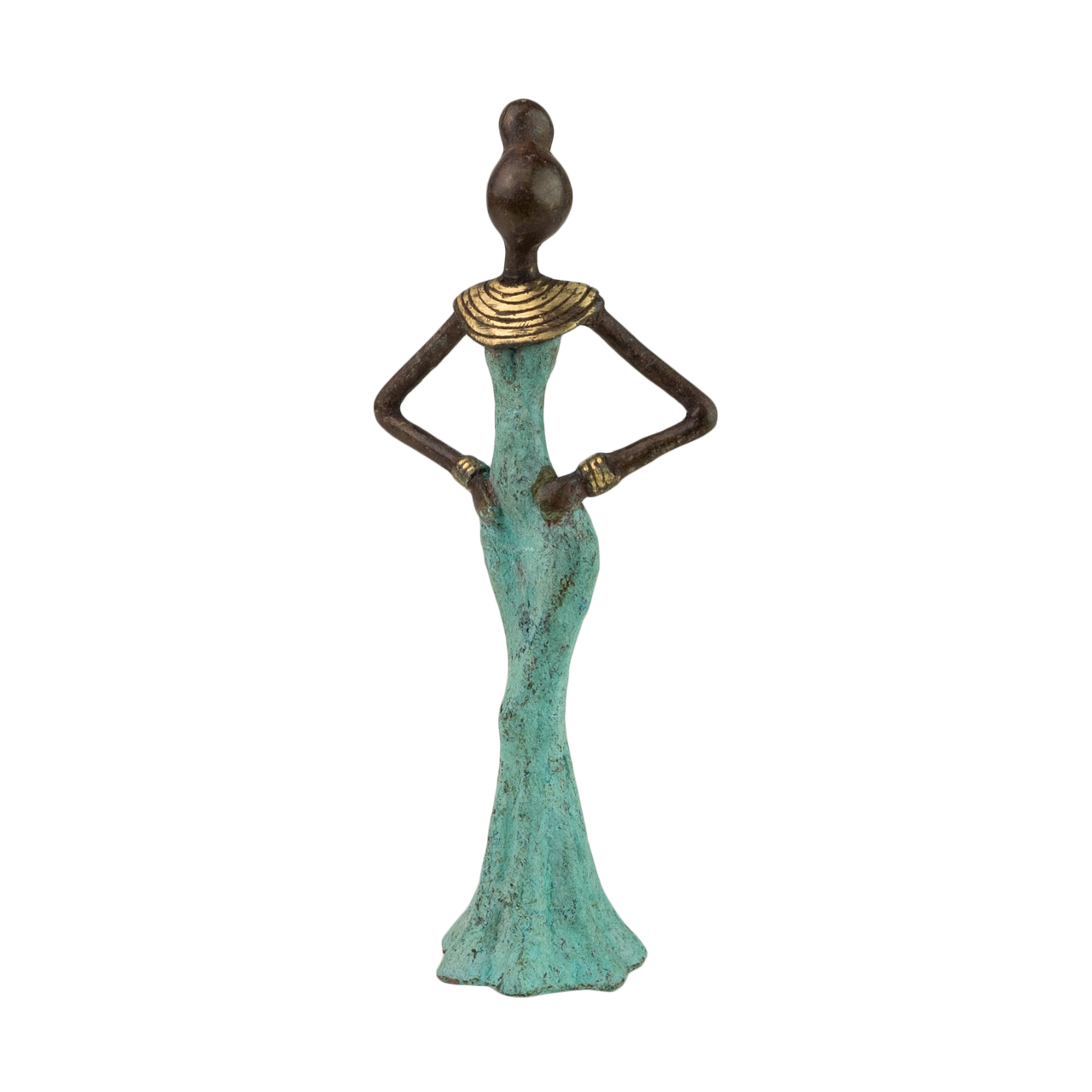 Bronze-Figur aus Burkina Faso – Frau in schönem Kleid