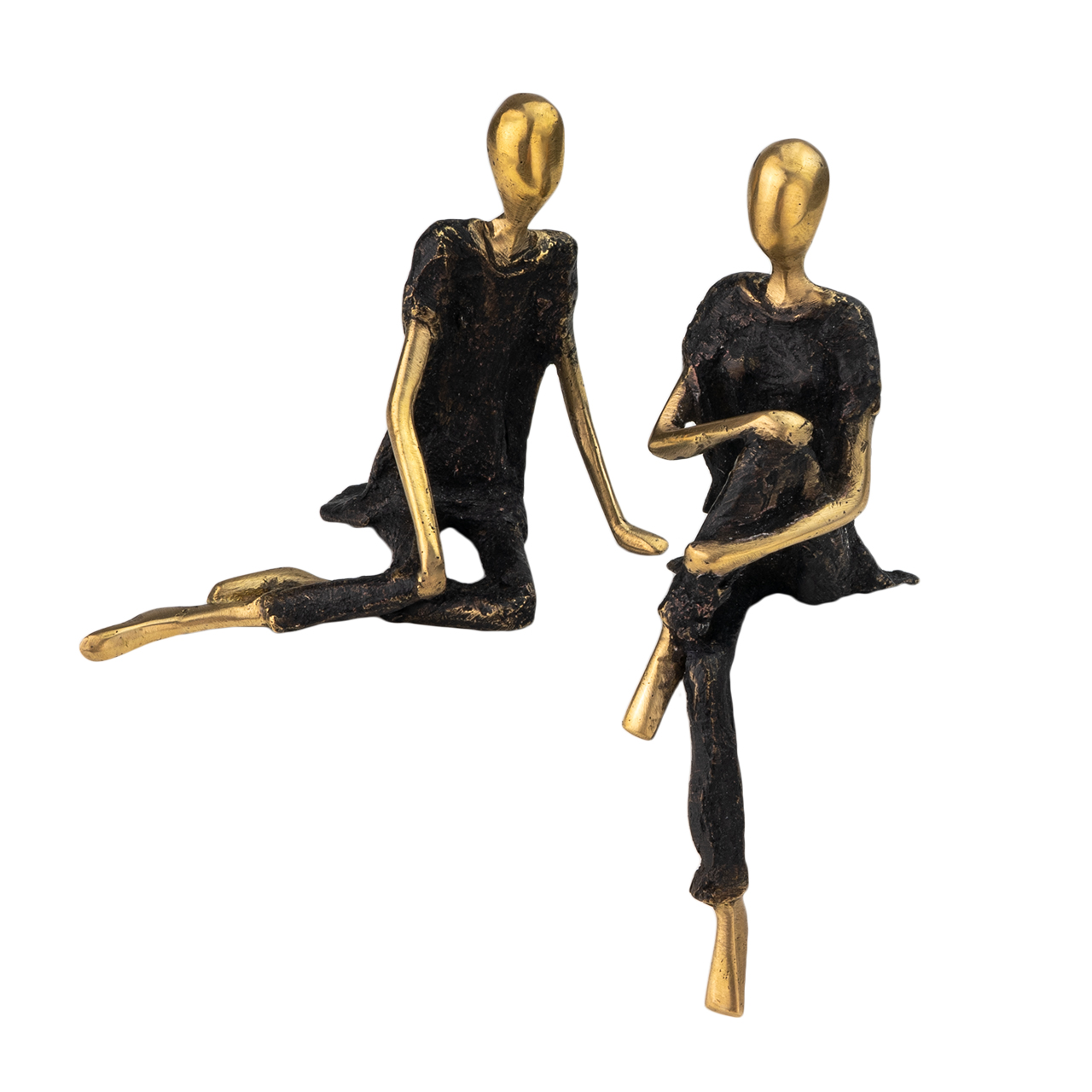 Abstrakte Bronzefigur Pärchen – Moderne Skulptur aus Bronze, zeigt ein stilisiertes Liebespaar. Ideal als Regalhocker oder Kantenhocker für stilvolle Wohnakzente.
