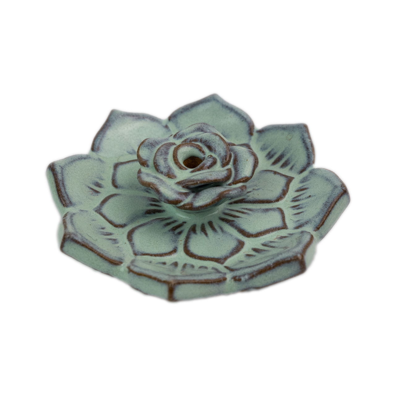 Räucherstäbchenhalter Lotusblume aus Keramik – handgefertigt und elegant. Ein schöner, symbolträchtiger Halter, der Ruhe und Harmonie in Ihrem Raum fördert.
