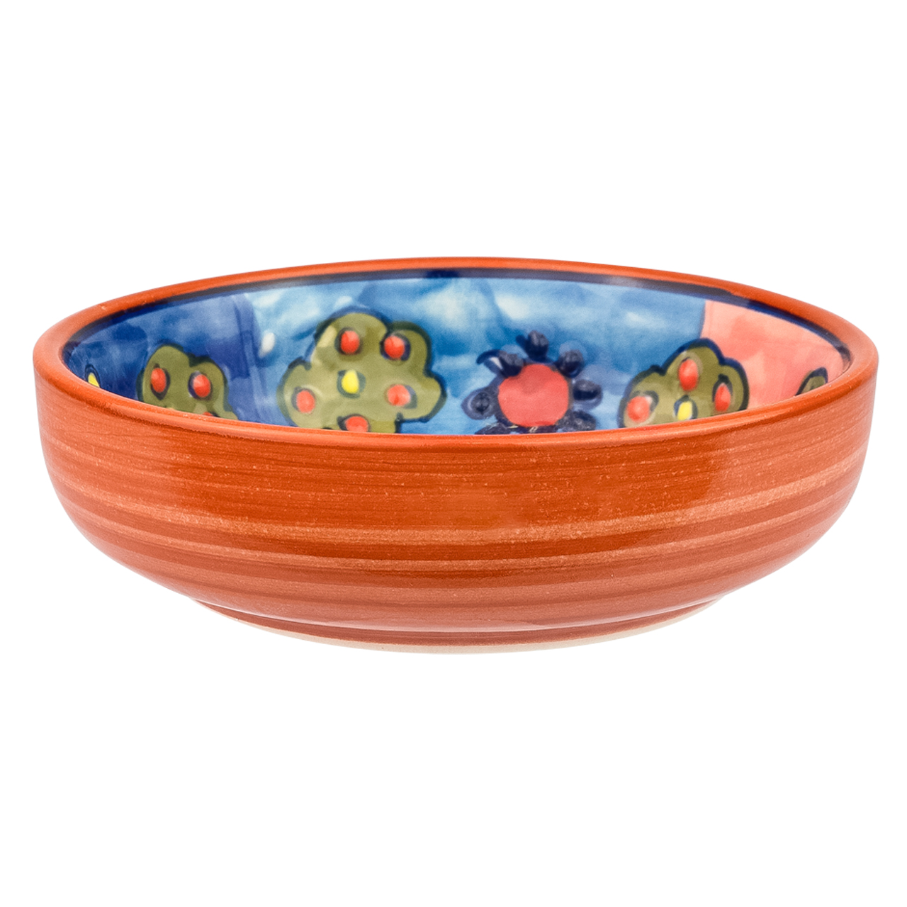Dipschale aus Keramik mit Blumenmotiv, handbemalt.