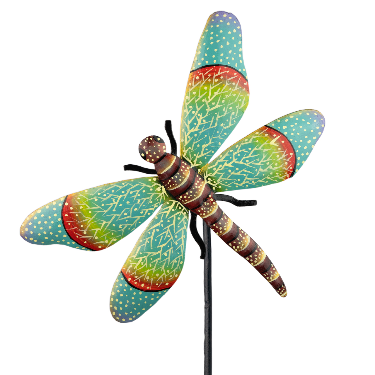 Gartenstecker Libelle aus Metall – Filigran gearbeitete Libellenfigur als wetterfeste Gartendeko. Ideal für Beet, Blumentopf oder Balkon.