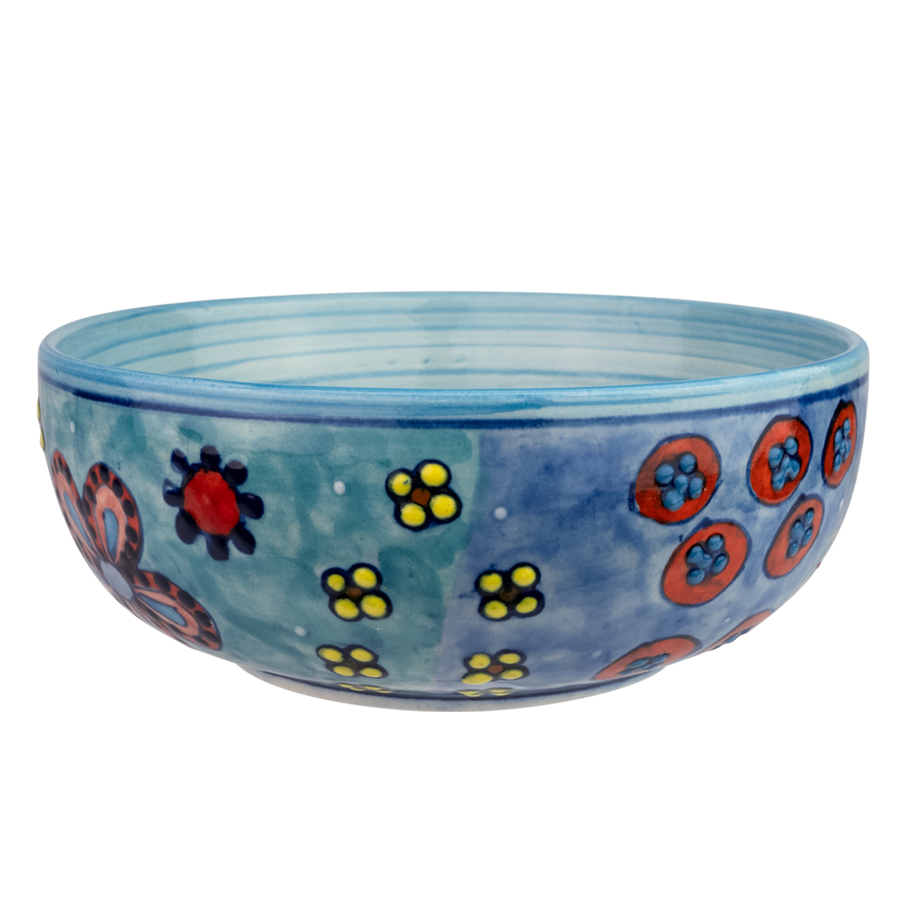 Schüssel mit Blumenmotiv aus Keramik, handbemalt.