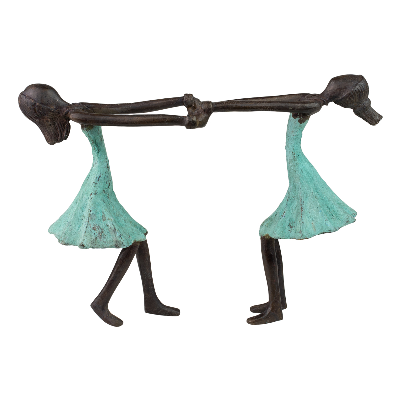 Bronzefigur zweier tanzender Mädchen als afrikanische Skulptur.