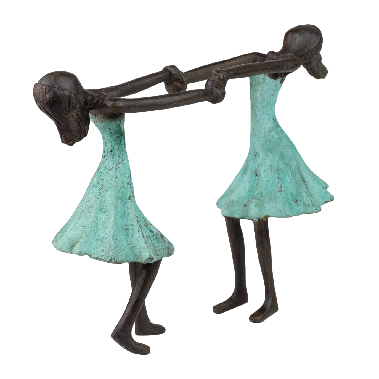 Ausdrucksstarke Bronzefigur von tanzenden Mädchen – ein kunstvolles Dekorationsstück, das Bewegung und Eleganz in jeden Raum bringt.