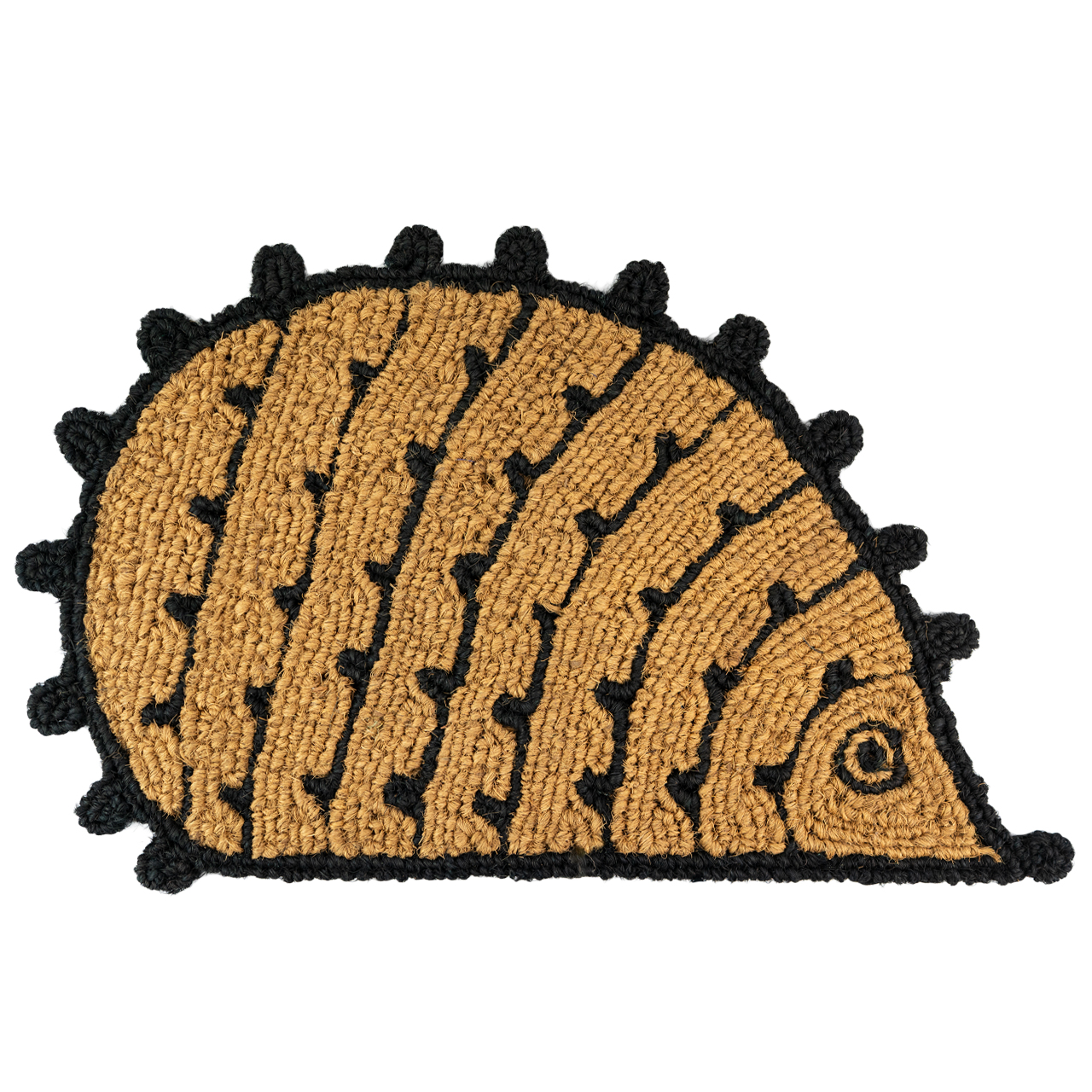 Nachhaltige Fußmatte aus Kokos mit Igel-Motiv, handgefertigt und fair gehandelt