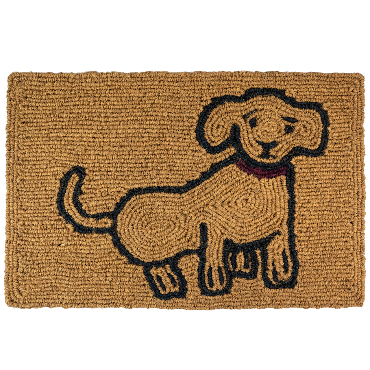 Nachhaltige Fußmatte aus Kokos mit Hunde-Motiv, handgefertigt und fair gehandelt