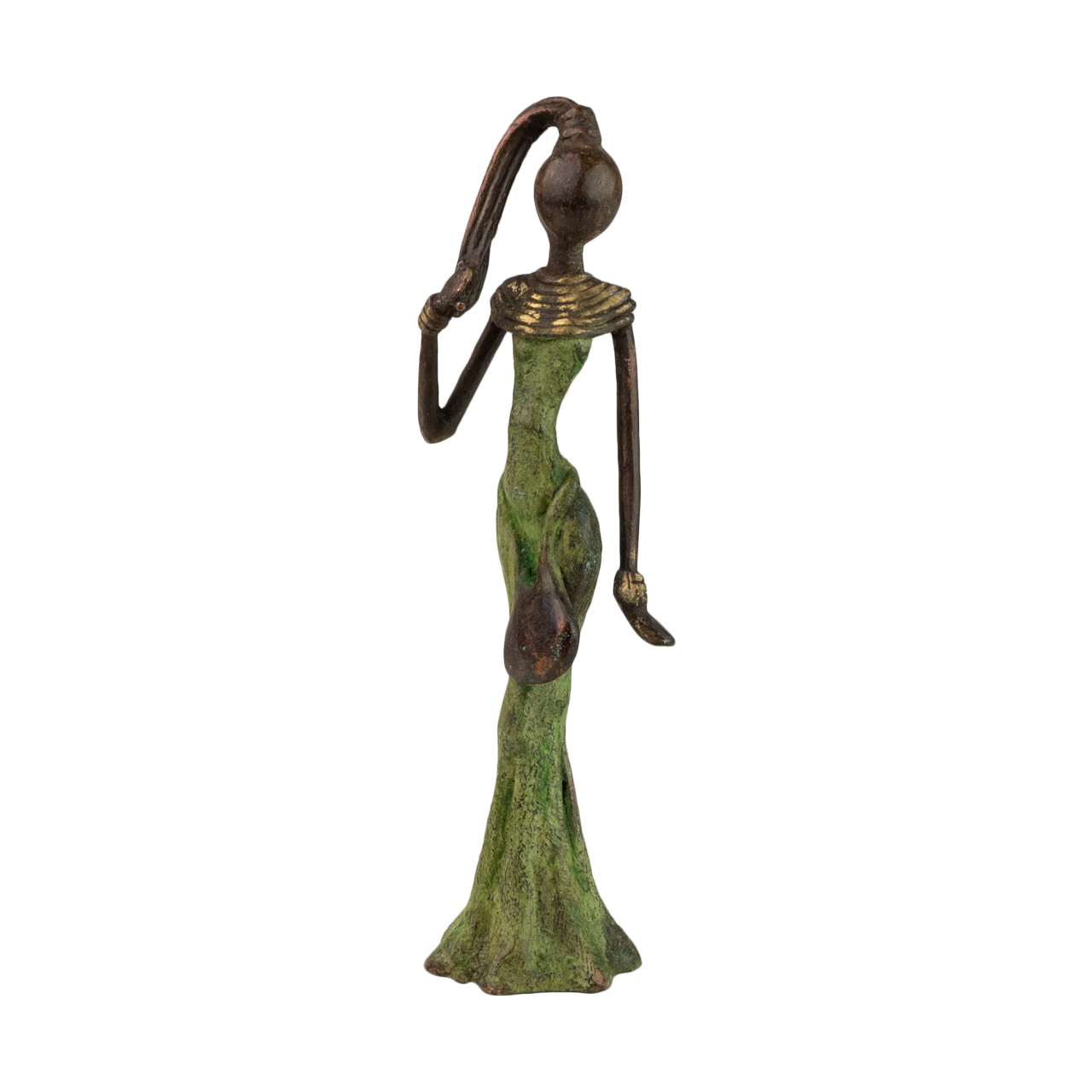 Bronze-Figur aus Burkina Faso – Frau in schönem Kleid