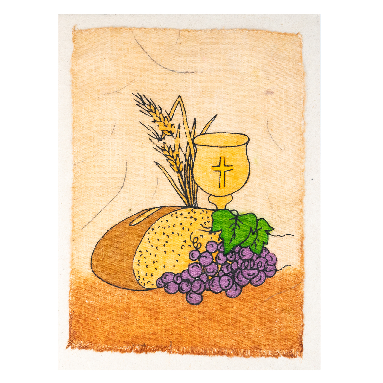 Grußkarte mit Brot und Wein – symbolträchtiges Motiv für christliche Anlässe wie Abendmahl, Konfirmation oder Ostern.