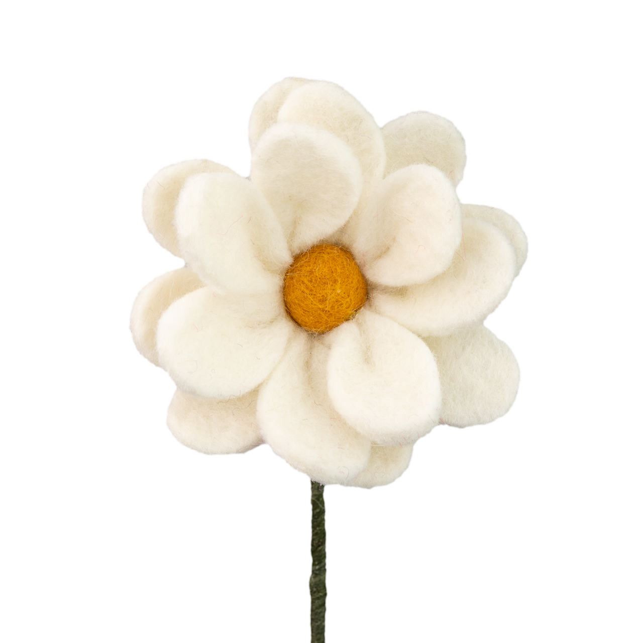Weiße Filzblume – Faire Deko aus handgefertigtem Filz. Nachhaltige und stilvolle Dekoblume in Weiß, fair produziert – ideal für Vasen, Kränze oder saisonale Arrangements.