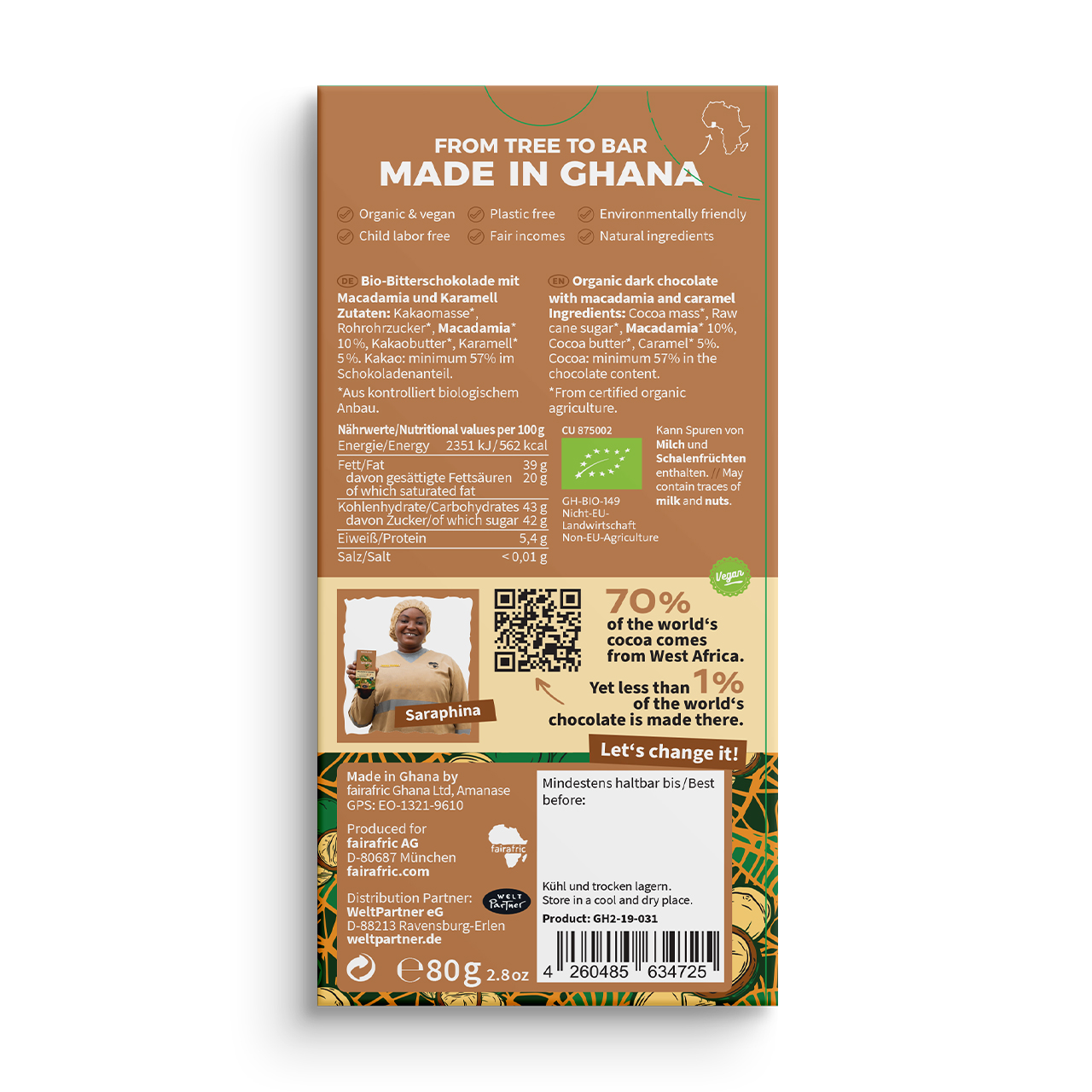 Schokolade 57% Macadamia & Karamell