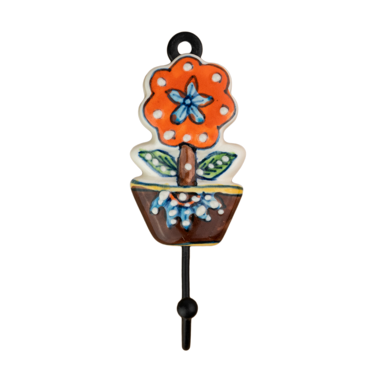 Handgefertigter Keramikhaken mit Blumenmotiv – perfekt für die Aufbewahrung und als dekorativer Akzent in deinem Zuhause.