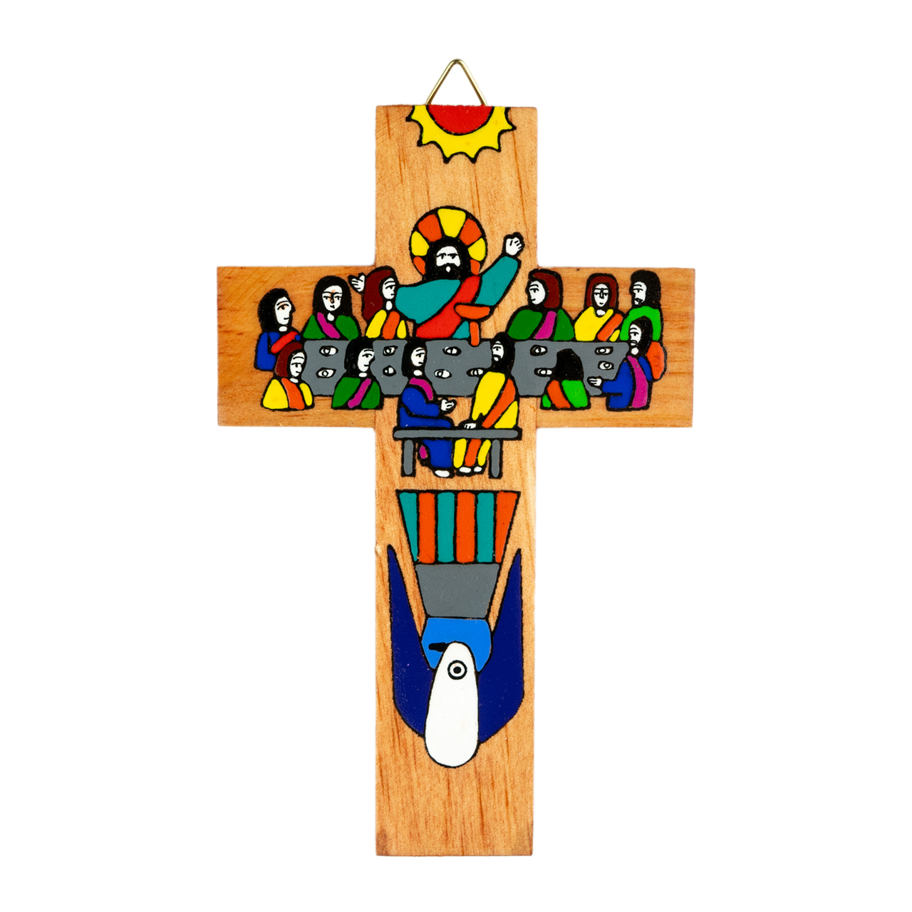 Bunt bemaltes Wandkreuz aus Holz - bunt bemalt 