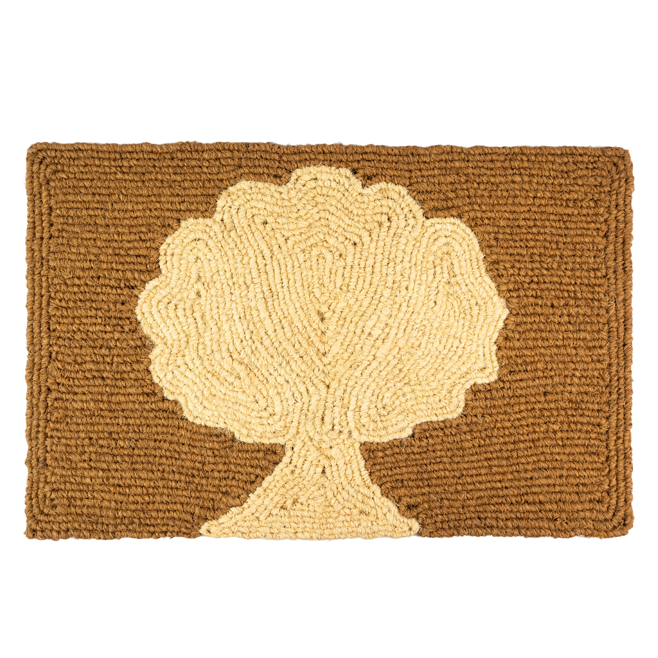 Nachhaltige Fußmatte aus Kokos mit Baum-Motiv, handgefertigt und fair gehandelt