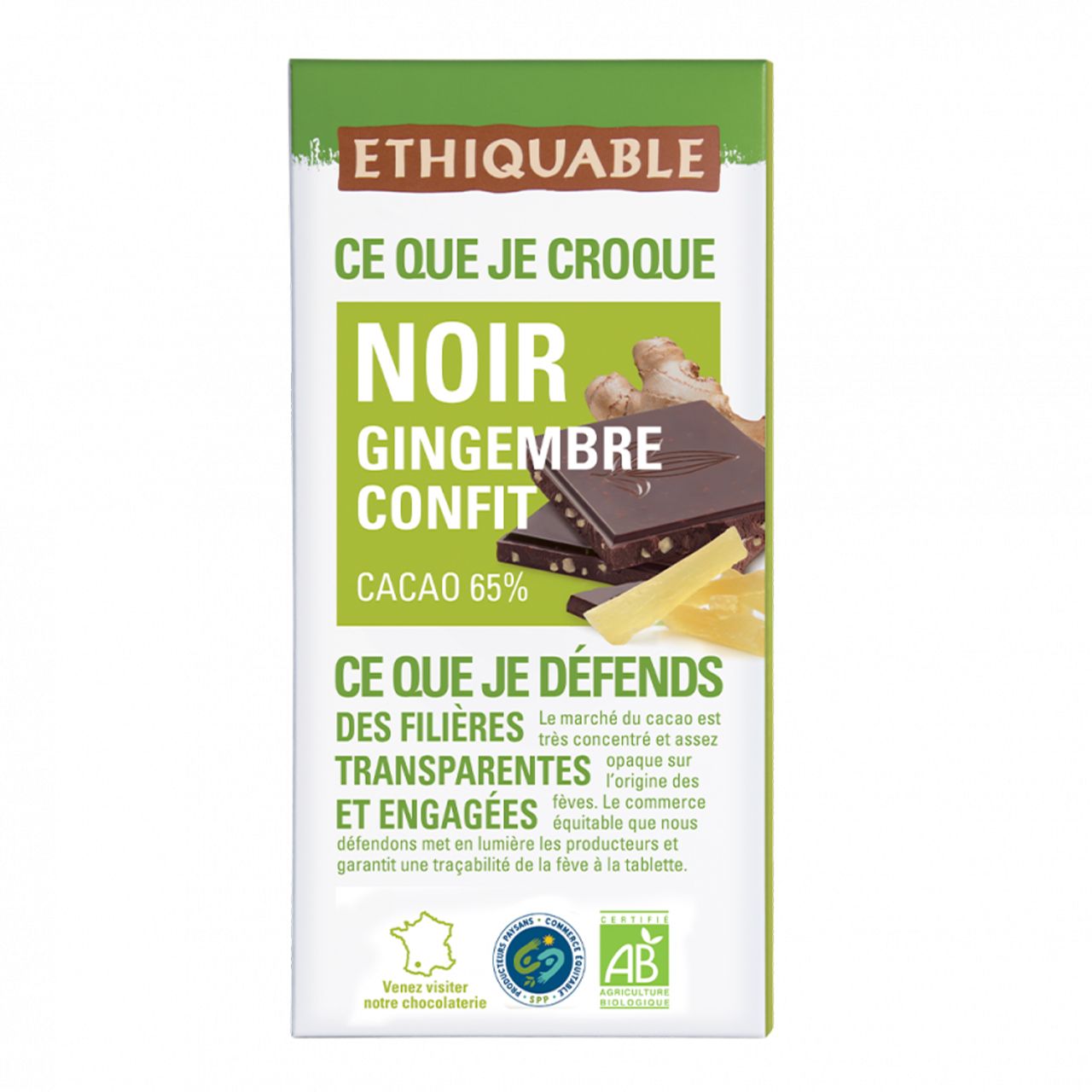 Zartbitter Schokolade mit kandiertem Ingwer