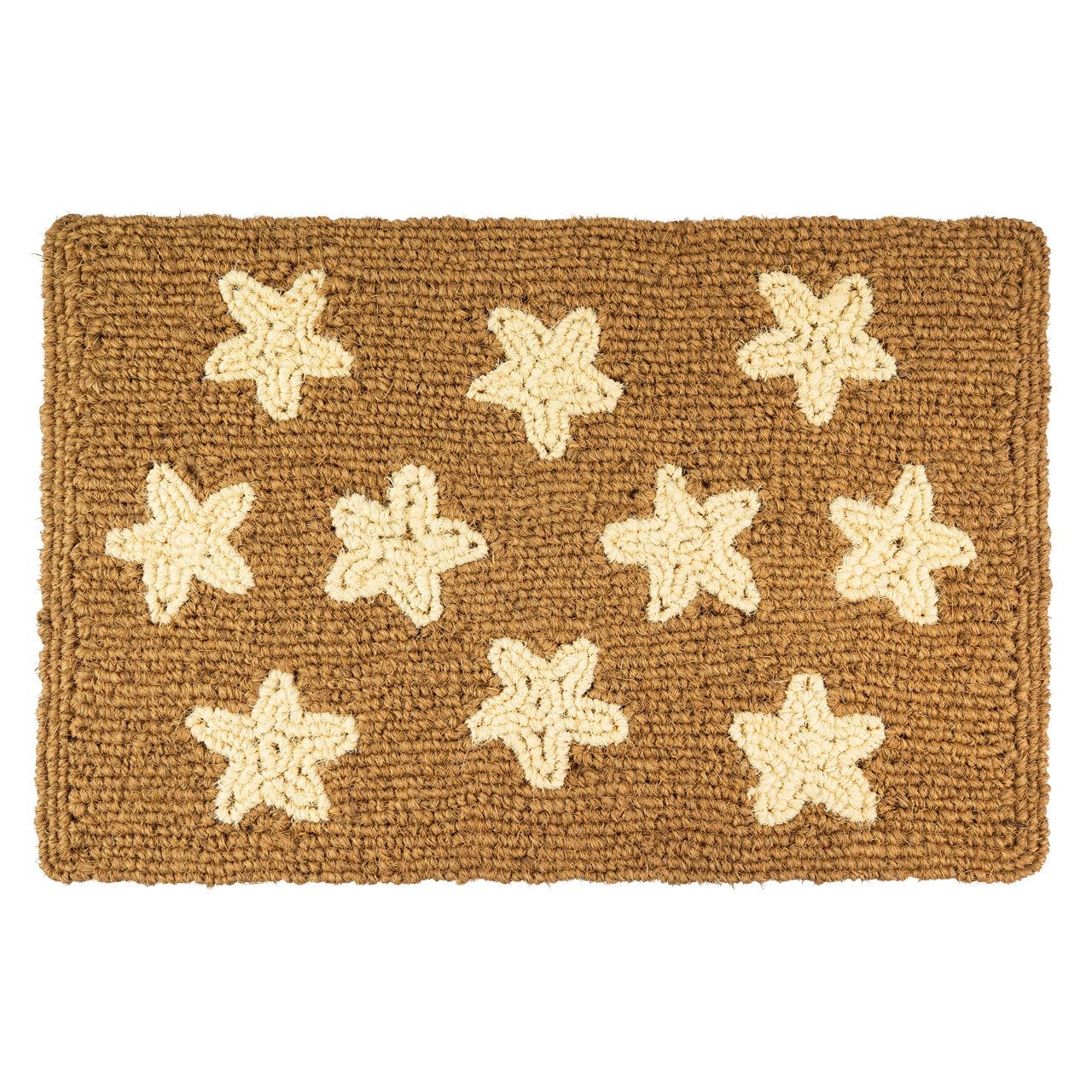 Nachhaltige Fußmatte aus Kokos mit Sterne-Motiv, handgefertigt und fair gehandelt
