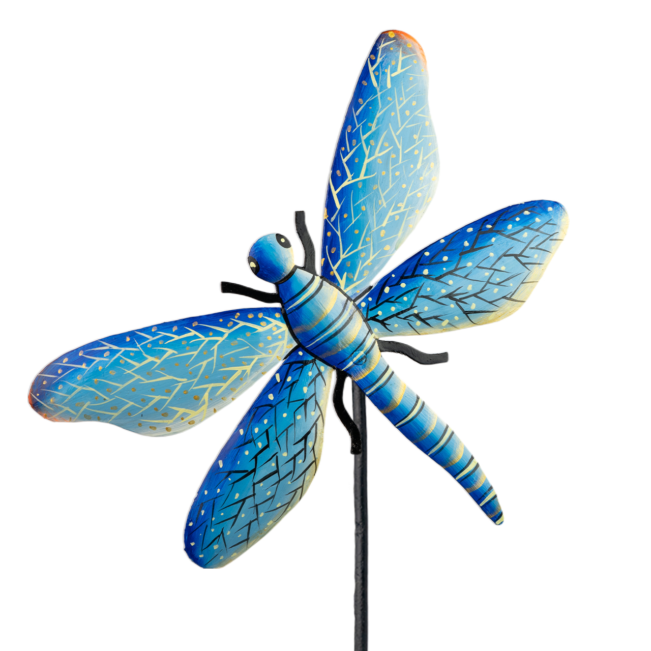 Gartenstecker Libelle aus Metall – Filigran gearbeitete Libellenfigur als wetterfeste Gartendeko. Ideal für Beet, Blumentopf oder Balkon.