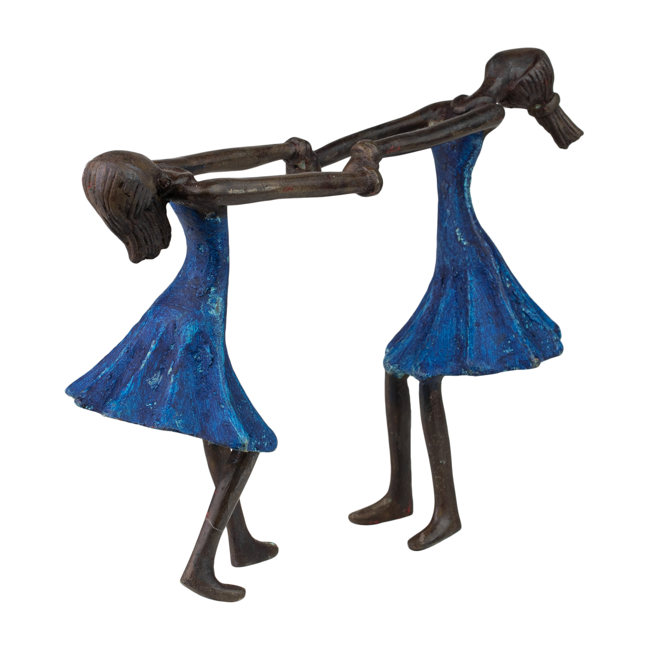 Ausdrucksstarke Bronzefigur von tanzenden Mädchen – ein kunstvolles Dekorationsstück, das Bewegung und Eleganz in jeden Raum bringt.