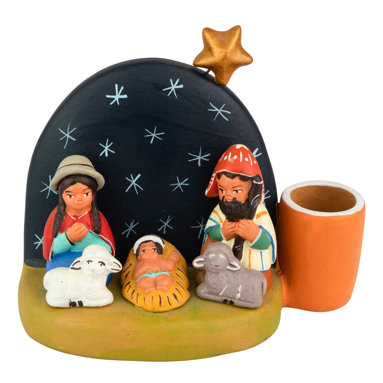 Krippe mit Kerzenhalter