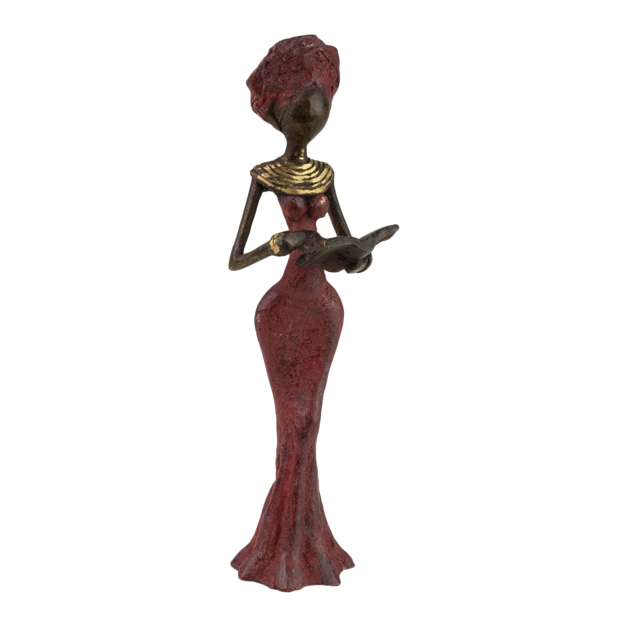 Bronze-Figur aus Burkina Faso – Frau in schönem Kleid