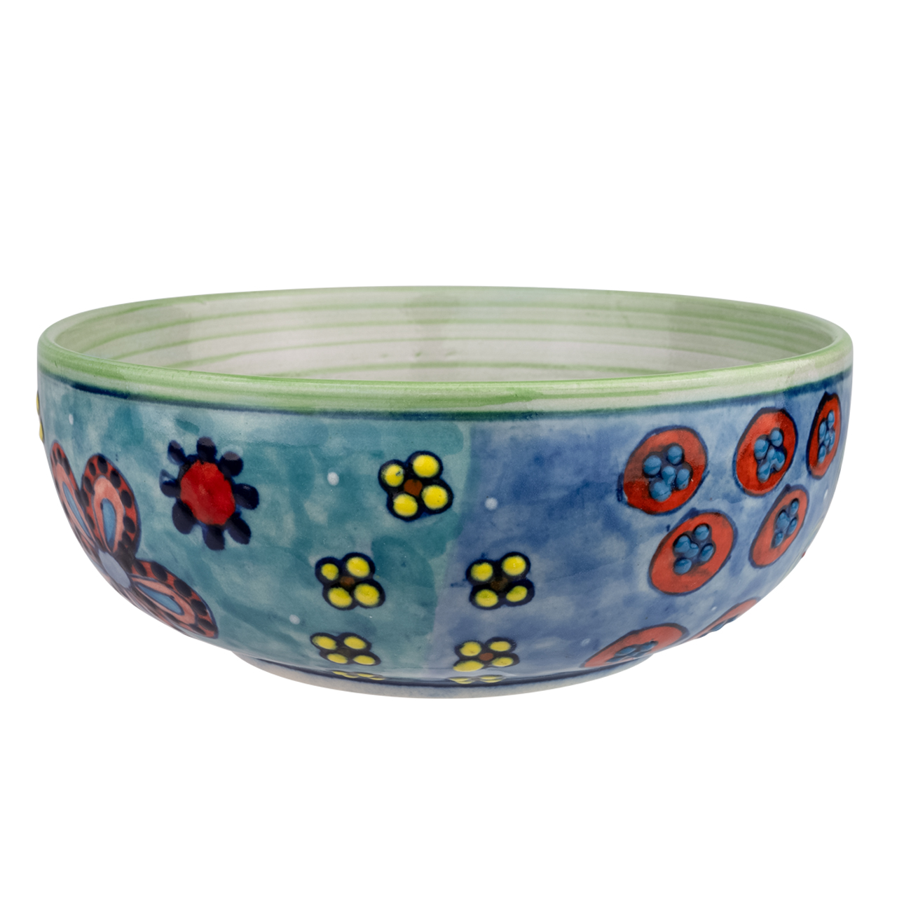 Schöne Salatschale aus Keramik mit Blumenmuster – ideal für die Präsentation von Salaten und als dekoratives Küchenaccessoire.