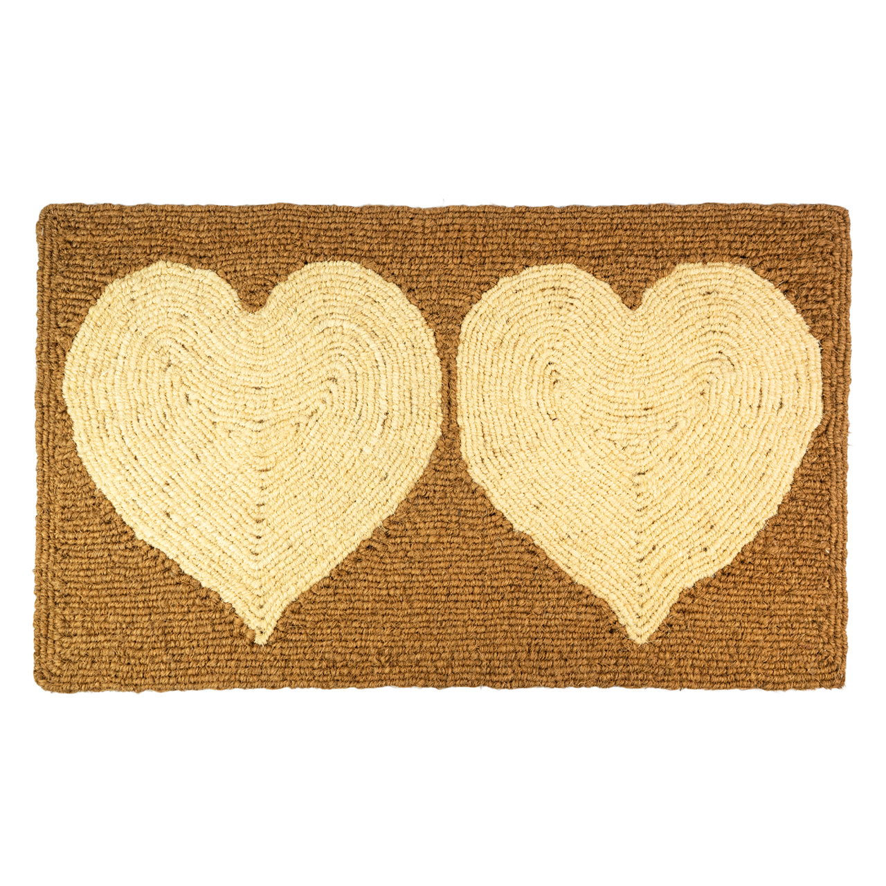 Nachhaltige Fußmatte aus Kokos mit Herzen-Motiv, handgefertigt und fair gehandelt